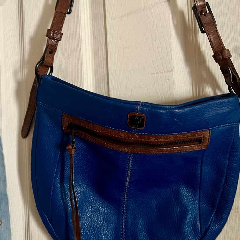 Elliott Lucca Royal Blue and Brown Shoulder Bag